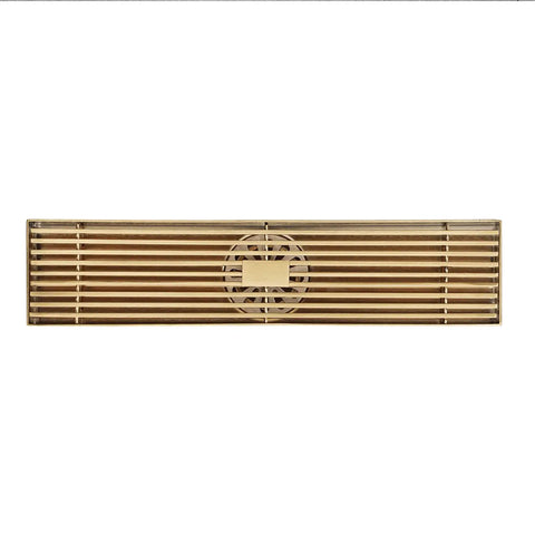 Heavy Duty Rectangular Shower Drain Tile Insert Grate Stainless Steel Removable Hair Catcher Filter Straight Shot High Flow Anti Clogging Brushed Gold Bathroom Floor Drain No Fuss Setup