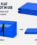 Monster Size Waterproof Moving Storage Duffel Bag folded and unfolded, showcasing space-saving capability