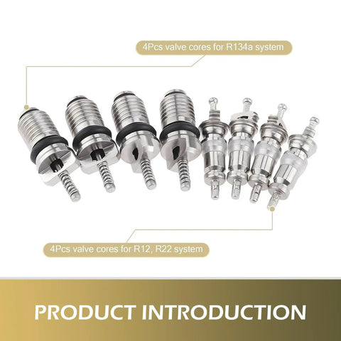 Air Conditioning Valve Core Kit For Cars And Trucks High And Low Pressure Pro Grade Durable Dust Cap Set R12 R134a