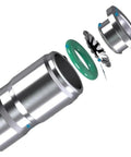 Exploded view of Rock Solid 304 Stainless Steel Pneumatic Air Hose Fittings with zero leak seal components.