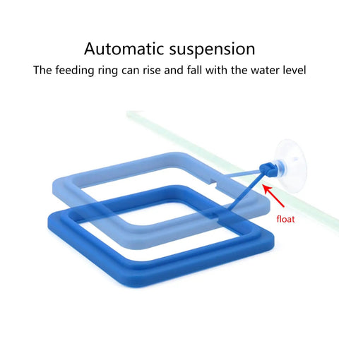 Floating Plant Holder Rings for Fish Tanks Set of 6, round and square plastic aquarium feeding rings with suction float