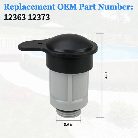 Air Jet Valve And Cap Kit For Above Ground Pool Inlets, Replacement Part Compatible With 26165EH, shown with dimensions