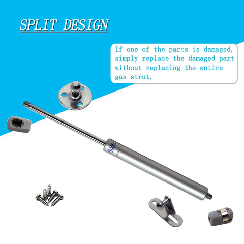 Four Pack 10 Inch Gas Strut Lift Supports 100N Spring Shock Absorbers For Cabinet Doors And RV Floor Hatches Built Like A Tank Zinc Alloy Frame with split design and replacement components.
