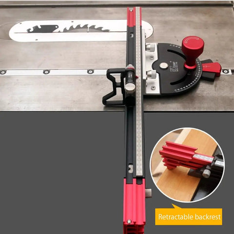 Pro Level Precision Miter Gauge For Table Saw And Router Table Featuring Micro Flip Stop and Extendable Fence on saw.