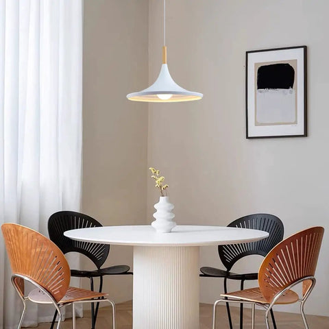 White Farmhouse Barn Pendant Light Big Retro Industrial Chandelier For Kitchen Island Ceiling Hung Lamps illuminating dining area