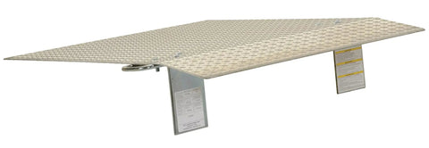Hella Reliable Premium Aluminum Dock Plate Ramp Bridges The Gap Between Freight Trucks And Warehouse Docks For 500 Lb Loads with treadplate surface.