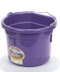 Flat Back Plastic Animal Feed Bucket With Metal Handle For Horse Stall Feeding And Watering Purple 8 Quart Durable Polyethylene Construction