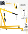 4000 LB Folding Engine Crane Beefy Steel Hoist Cherry Picker Portable Garage Lift For Auto Repair Workshop showing hydraulic pump and hook.