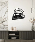 Retro Steam Locomotive Wall Art For Living Room And Office, Industrial Style Decor, Dope Black 20 Inch Metal Sign on wall