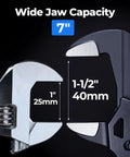 Wide jaw capacity of 7-Inch Adjustable Pliers Wrench With Pouch CR-V Steel Drop Forged Construction Black Finish Smooth Parallel Jaw Pliers