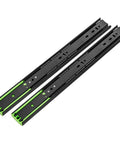 20-Pair Soft Close Side Mount Drawer Slides Full Extension Telescopic Cabinet Rails showing black metal tracks with green ends.