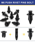 Universal Plastic Rivet Kit 120Pc For ATV UTV Motorcycle M6 push rivet pins bolt set displayed with assembly diagram