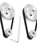 Two Piece GT2 Timing Pulley Set With 20 Tooth And 80 Tooth Aluminum 12mm Bore Synchronous Drive Pulleys