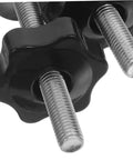 Heavy Duty Stainless Steel T Track Clamping Bolts Four Pack With Ergonomic Star Knobs close-up of knobs and threaded bolts.
