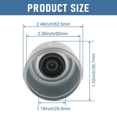 Four Pack 2.46 Inch Trailer Hub Bearing Dust Caps With Extra Rubber Plugs For Most 5200 To 6000 Pound Axles Dexter Axle Cup