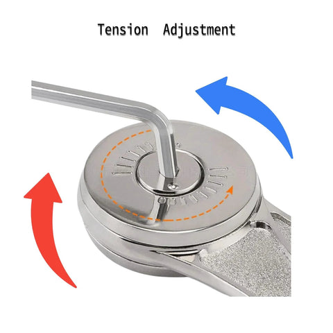 Heavy-duty chrome lid stay hinge, adjustable tension with hex-key dial; for cabinet, closet, wardrobe, toybox, 1 pair.