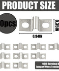 Techie Friendly Terminal Block Jumper Wires Tension Clips Kit 10 Pieces shown with dimensions 0.94in x 0.35in and product layout