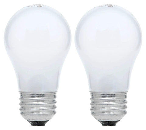 Soft White Incandescent A15 Bulb Set For Lamps Medium Base 15 Watt 120 Volt 2 Pack 65 Lumen Output Long Lasting 2500 Hour Life