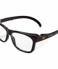 V30 Maverick Safety Glasses With Anti Fog Coating Clear Lenses Black Frame Unisex Eye Protection 99.9 Percent UVA UVB UVC Coverage ANSI Z87