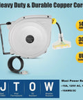 Long Reach Retractable Extension Cord Reel With 30 Foot Cord And 9.5 Foot Leader Ceiling Or Wall Mount 16 Gauge Power Cord