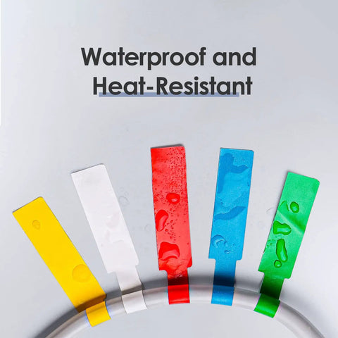 Color Coded Cable Labels Set For Quick Cable Management, 8 Sheets Of 240 Labels, A4 Size 210 X 297 Mm, Each Label 3.31 X 1.02 Inches, 8 Bright Colors Pink Green Red White Blue Orange Brown Yellow, Easy Tagging And Org. waterproof heat-resistant cable labels in yellow, white, red, blue, and green
