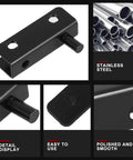 Dark Steel Shower Glass Hinge Set Four Pairs Heavy Duty Glass Door Hinges And Clamp Hardware close-up with stainless steel detail
