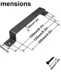 6.1 Inch Barn Door Handles Set Black Gate Pulls dimensions diagram with screws