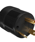 RV Replacement Plug TT30P 30 Amp 125 Volt NEMA Electrical Connector With Grounding, 2 Pole 3 Wire, UL Listed, side view.