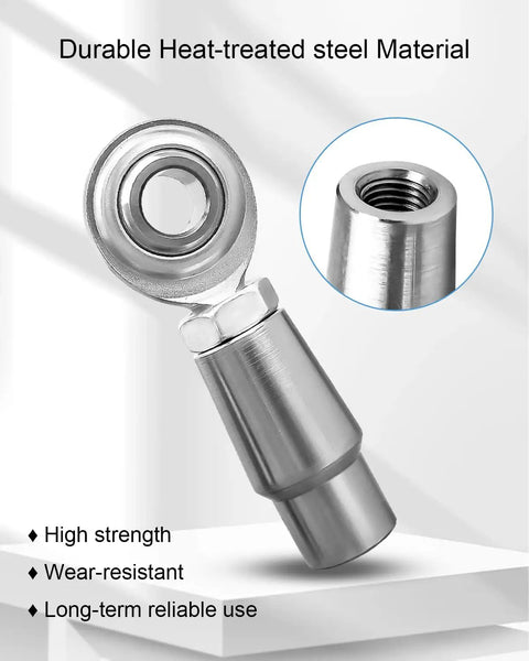 2 Pack 3/8 x 3/8-24 Heim Joint Rod End Kit For Panhard Bar, Beefy Heavy Duty Steel, Chrome Coated 52100 Bearing Balls, Silver Zinc Finish, High Load Capacity Up To 7,605 Pounds, steel rod end