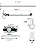 Commercial Grade 6Ft Pocket Door Hardware And Track Set With Soft Close Mechanism dimensions illustration