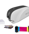 Smart-31 Simplex Id Card Printer Bundle With No Sweat Ezload Kit And Windows Software Includes Two Hundred Fifty Ymcko Ribbon Plus One Hundred Top Shelf Pvc Cards Straight Out The Box with printer, cards, and ribbon
