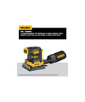 20V Max XR Brushless Cordless One Quarter Sheet Variable Speed Sander Tool Only, 8,000 to 14,000 OPM, low profile design