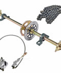 Beefed-Up Rear Axle Kit For Go Karts And ATVs 44 Inch Assembly With Pillow Block Sprockets Brake Discs Hubs Chains And Calipers Includes Master Cylinder Replacement For Drift Trikes And 4x4s visible