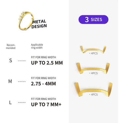 Ring Guard Set For Loose Rings 12 Pack With 3 Sizes In Golden Color Invisible Size Adjusters Tighteners Spacers And Fitters