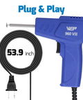 Plastic Welder Kit Pro Grade For Auto Body Repairs 110V With Ergonomic Grip And Led Lights, cord displayed, 53.9 inch length