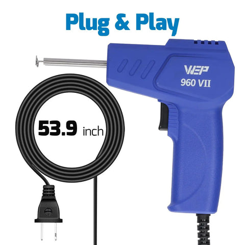 Plastic Welder Kit Pro Grade For Auto Body Repairs 110V With Ergonomic Grip And Led Lights, cord displayed, 53.9 inch length
