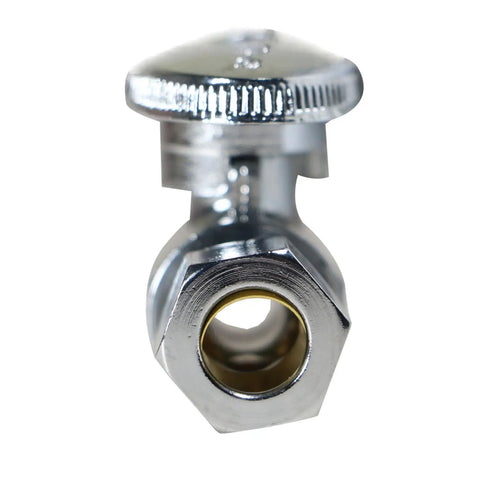 Front view of 10 Pack 3/8 OD Compression to 1/2 PEX Straight Valve with metal handle for potable water and hydronic heating