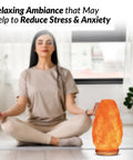Himalayan Salt Lamp USB Powered With Touch Dimmer Natural Pink Crystal 5 To 7 Lbs Neem Wood Base LED Bulb ETL Certified