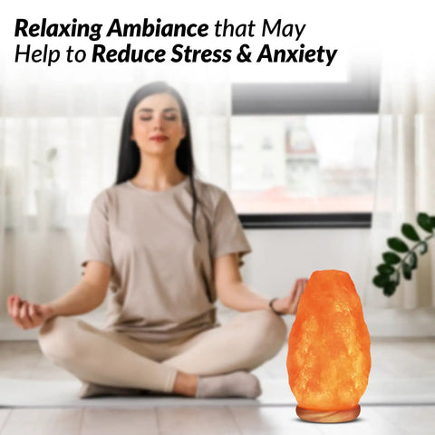 Himalayan Salt Lamp USB Powered With Touch Dimmer Natural Pink Crystal 5 To 7 Lbs Neem Wood Base LED Bulb ETL Certified