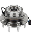 Front view of 4X4 Front Wheel Bearing And Hub Assembly For Chevy Avalanche Suburban Silverado 1500 2500 3500 HD And GMC Sierra 1500 2500 3500 HD Yukon XL 2500 Hummer H2 8 Lug With ABS 1 Piece Replacement