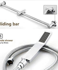 Thermostatic LED Shower System With Ceiling Mounted Rain Head And 4 Spray Settings, Slick Chrome Finish Bathtub Faucet And Handheld Sprayer showcasing a sliding bar and handheld shower.