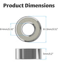 Dimensions of Ten Pack 624ZZ Miniature Deep Groove Ball Bearings 4x13x5mm Carbon Steel Sealed Shields For Micro Motors Instruments And Diy Projects