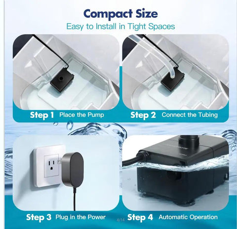 Automatic Tiny Sump Pump With Level Sensor Voltage Range 100 To 240V Lift 8.2 Ft 87 GPH installation guide