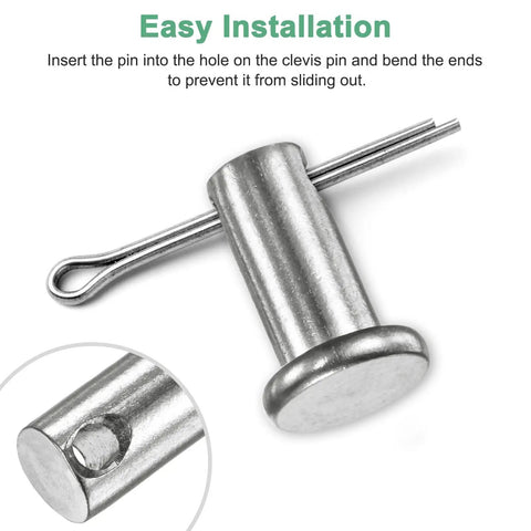 Close-up of Ten Pack Stainless Steel M8 60mm Flat Head Clevis Pins 304 Grade for easy installation in mechanical linkage