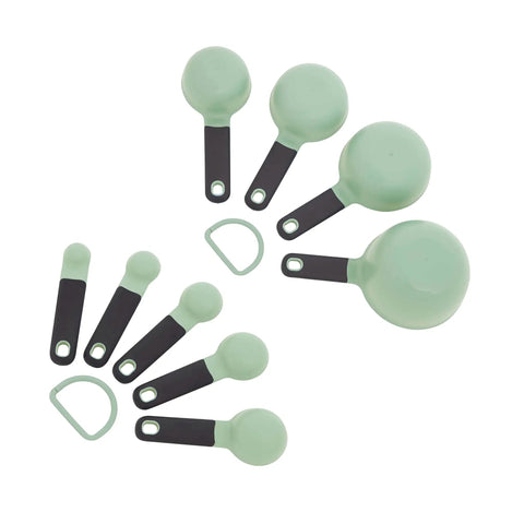 Nine Piece Measuring Cups And Spoons Set With Soft Grip Handle For Maximum Control Easy Read Measurements Nesting Design