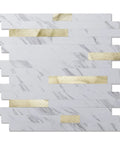 10-Sheet Peel And Stick Backsplash Tile Set For Kitchen Bathroom Laundry Room White Slate Look With Gold Studded Accents