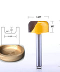 Premium 1/4 Inch Shank Flush Trim Router Bit For Wood Carving And Hinge Mortising With Precise Bearing Straight Design next to a wooden bowl outline.
