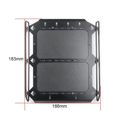 Rad Carbon Fiber Roof Rack And Luggage Carrier For Traxxas TRX6 T6 G63 6x6 1 10 Scale Rc Vehicles top view with dimensions.
