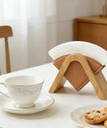 Bamboo Coffee Filter Holder Rack and Stand for Four Filter Papers Type A Eco Friendly Kitchen Organizer for V60 Pour Over shown on table