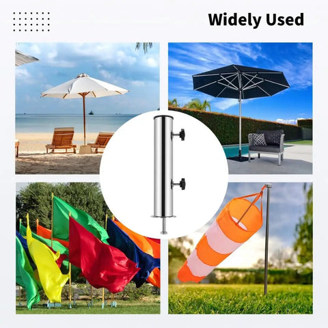 Outdoor Garden And Backyard Umbrella Mount Kit With Universal Tube Bracket And Stainless Steel Parasol Base Holder, Durable Umbrella Stand Tube Set Built To Last For All Weather And Rust Resistance